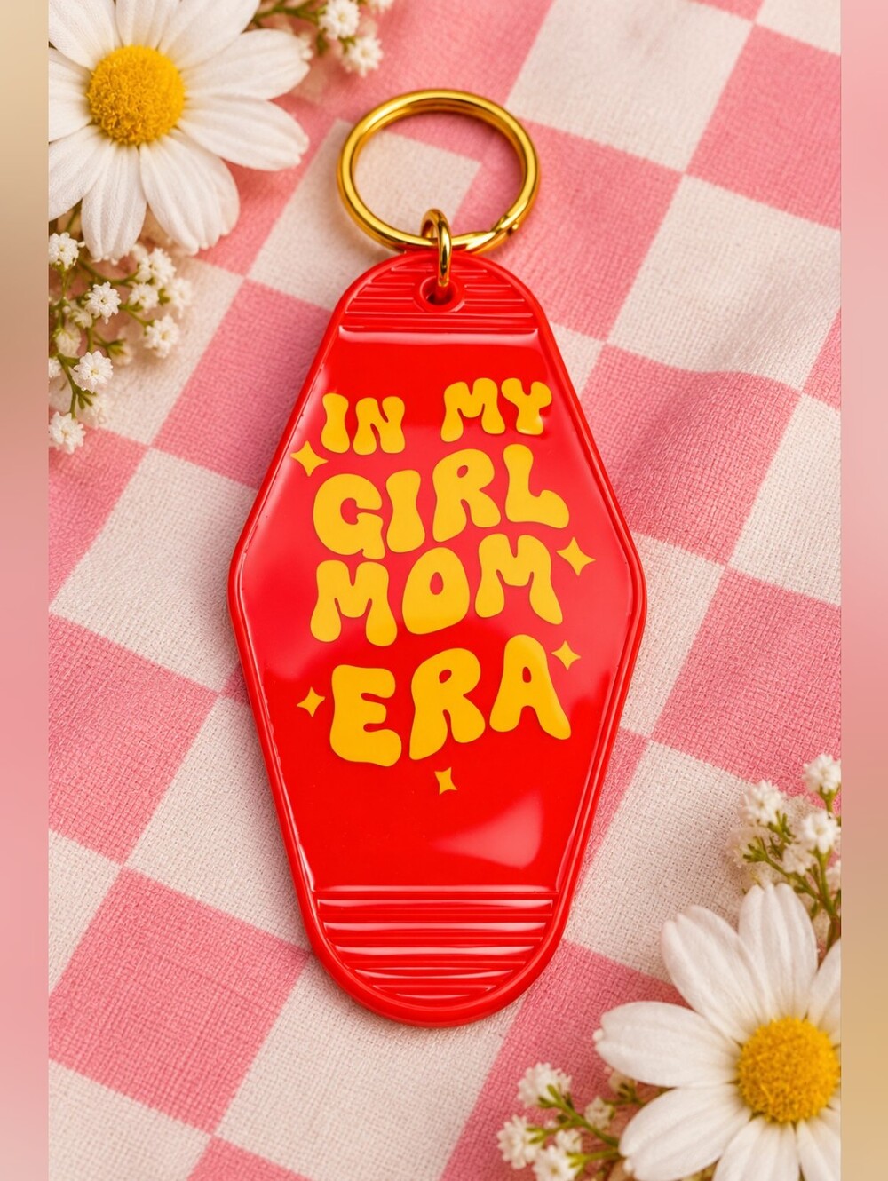 Red 'In My Girl Mom Era' Keychain - Fashion Accessory